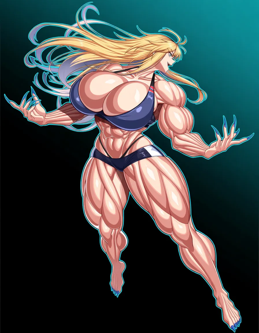 @tionishia, athletic female, huge_breasts, huge muscles, hyper muscles, extreme muscles, full body, macro, hentai style, giantess, gigantic female, outdoors, forest on background, sharp fingernails, hentai_studio_quality, hentai_studio_quality