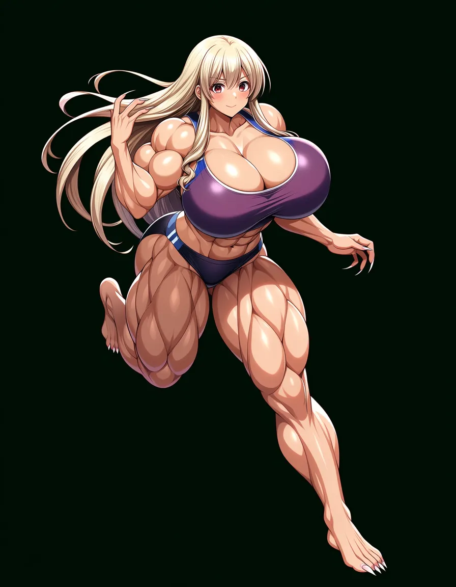 tionishia, athletic female, huge_breasts, huge muscles, hyper muscles, extreme muscles, full body, macro, hentai style, giantess, gigantic female, outdoors, forest on background, sharp fingernails, hentai_studio_quality