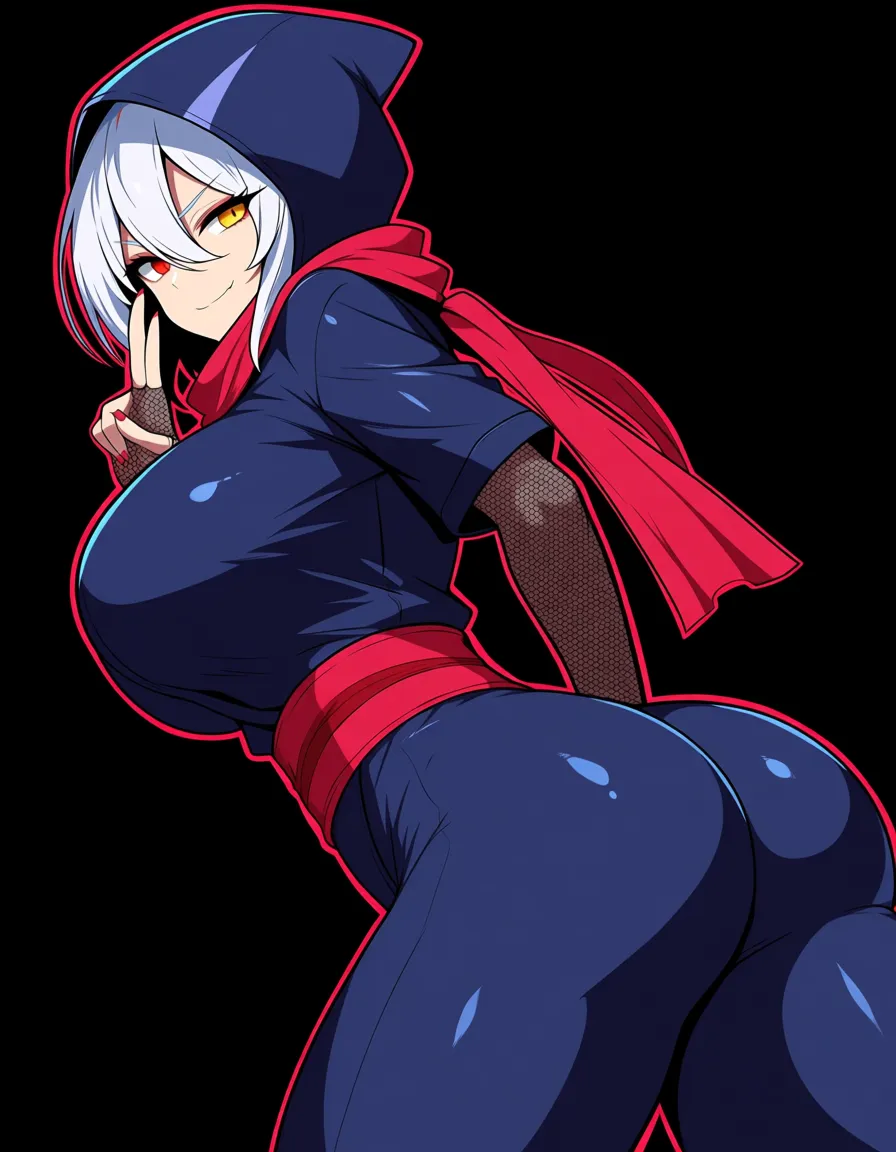 Girl, very_dark-skinned_female, ninja, huge_breasts, huge_ass, hentai_studio_quality