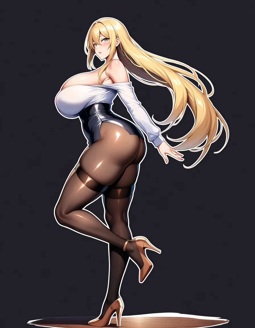 large_breasts ass skirt cleavage_cutout cum_on_body, hentai_studio_quality