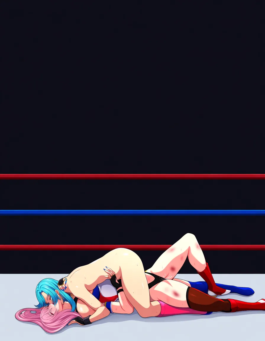 @houshou_marine , @mori_calliope , 2girls yuri sex, wrestling_ring, wrestling, , bruised , pussy_juice orgasm ahegao , defeated, 69_position tongue_out, on_back on_floor girl_on_top cunnilingus,, hentai_studio_quality from_side, hentai_studio_quality, hentai_studio_quality, hentai_studio_quality