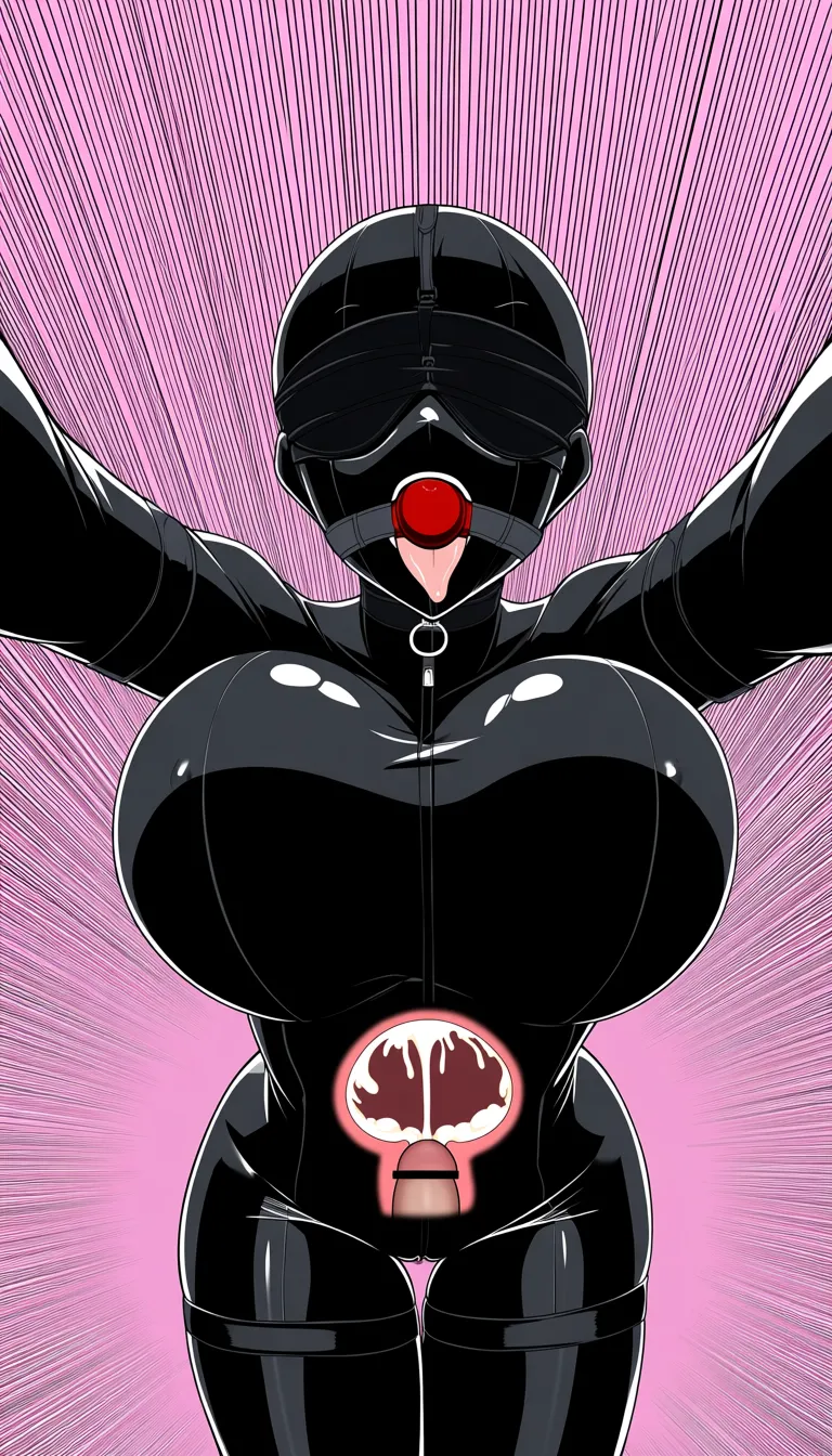 Female, missionary, latex, blindfold, gag, bouncing_breasts, ahegao, x-ray, cum_in_pussy,