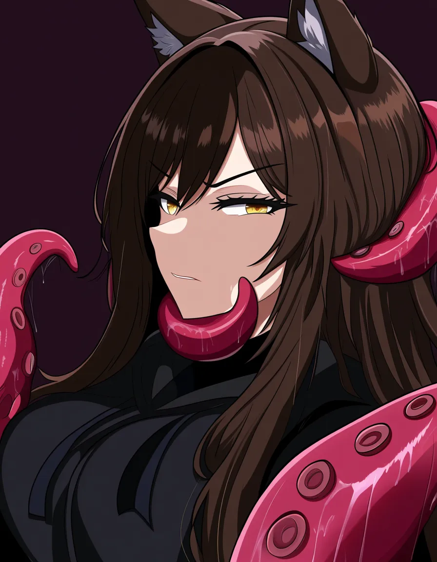 ultra detailed shading, brunette woman, wolf_ears, wolf_tail, wolf_girl, tentacles, sex_from_behind,, hentai_studio_quality