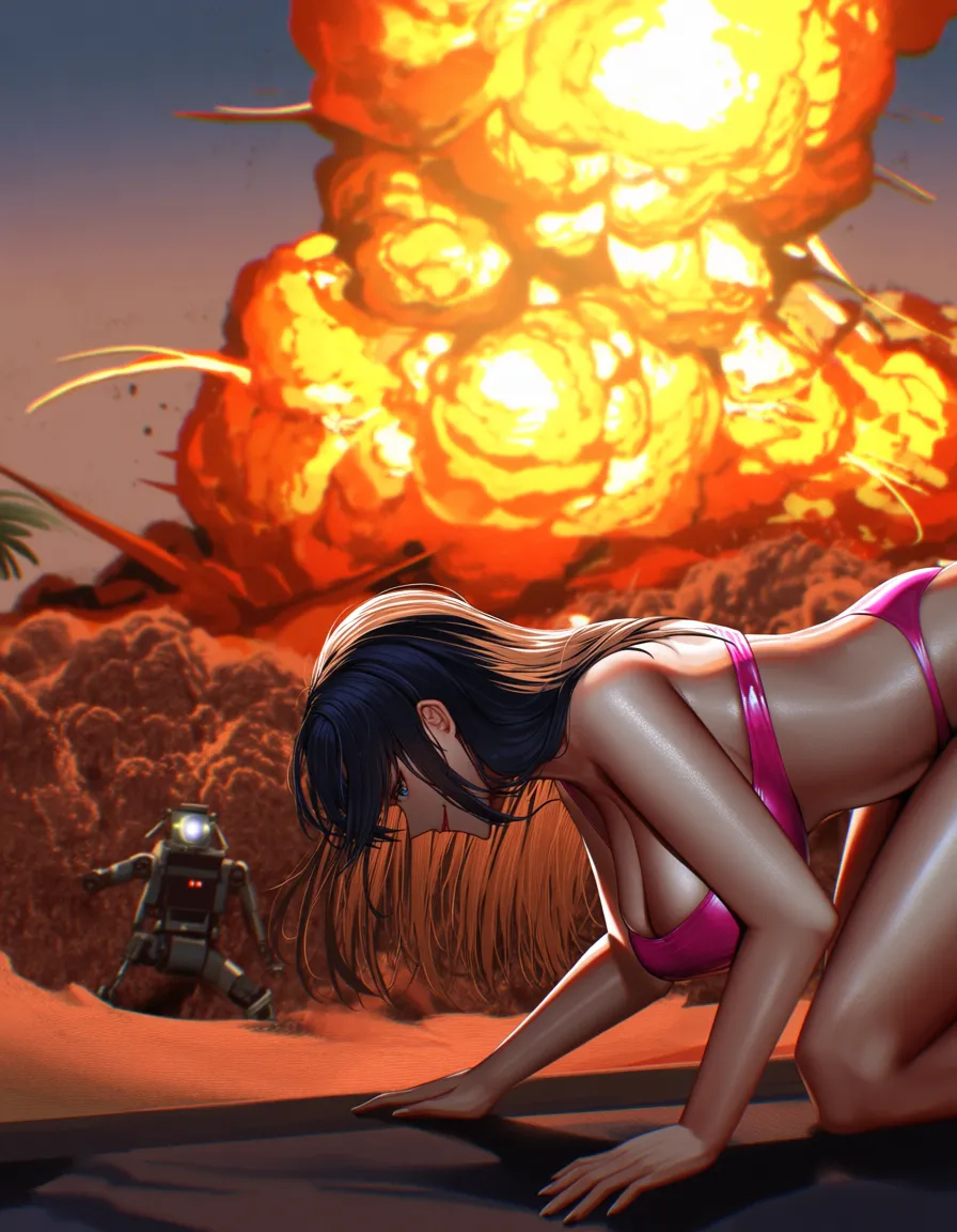 ultra HD, lifelike, 1other, cleavage, swimsuit, on all fours, outdoors, wide shot, natural skin texture @makise_kurisu walking, #6+girls , smile, BDSM, femdom, pink_latex_dress, scientist, robot, explosion, score_9, score_8, candid photo, realistic skin texture, visible skin pores, film grain, depth of field, hentai_studio_quality, highly detailed, realistic, immersive, focus on female, dancing, hentai_studio_quality, hentai_studio_quality