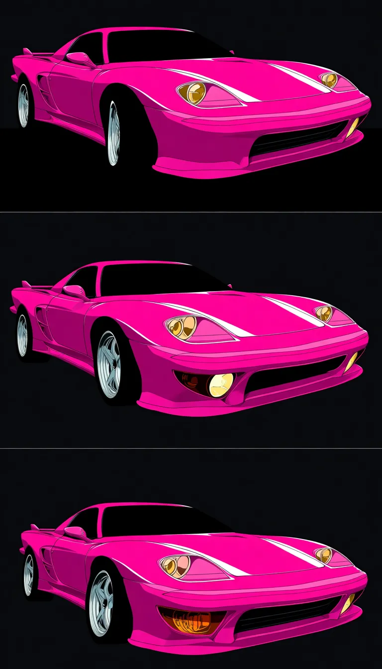 @rouge_the_bat washes a neon pink sports car with a soapy sponge completely_nude., (anime style:1.3), 2d, anime screencap, cel shading, flat color, @00osamio00