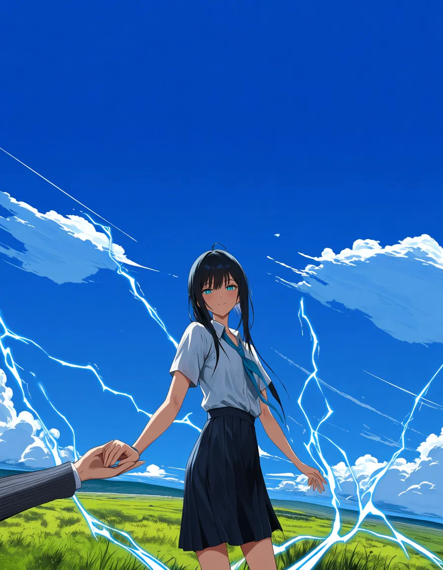 absurdres, highres, 1other, holding hands, skirt, creampie, day, wild energy, doujin style, hentai_studio_quality