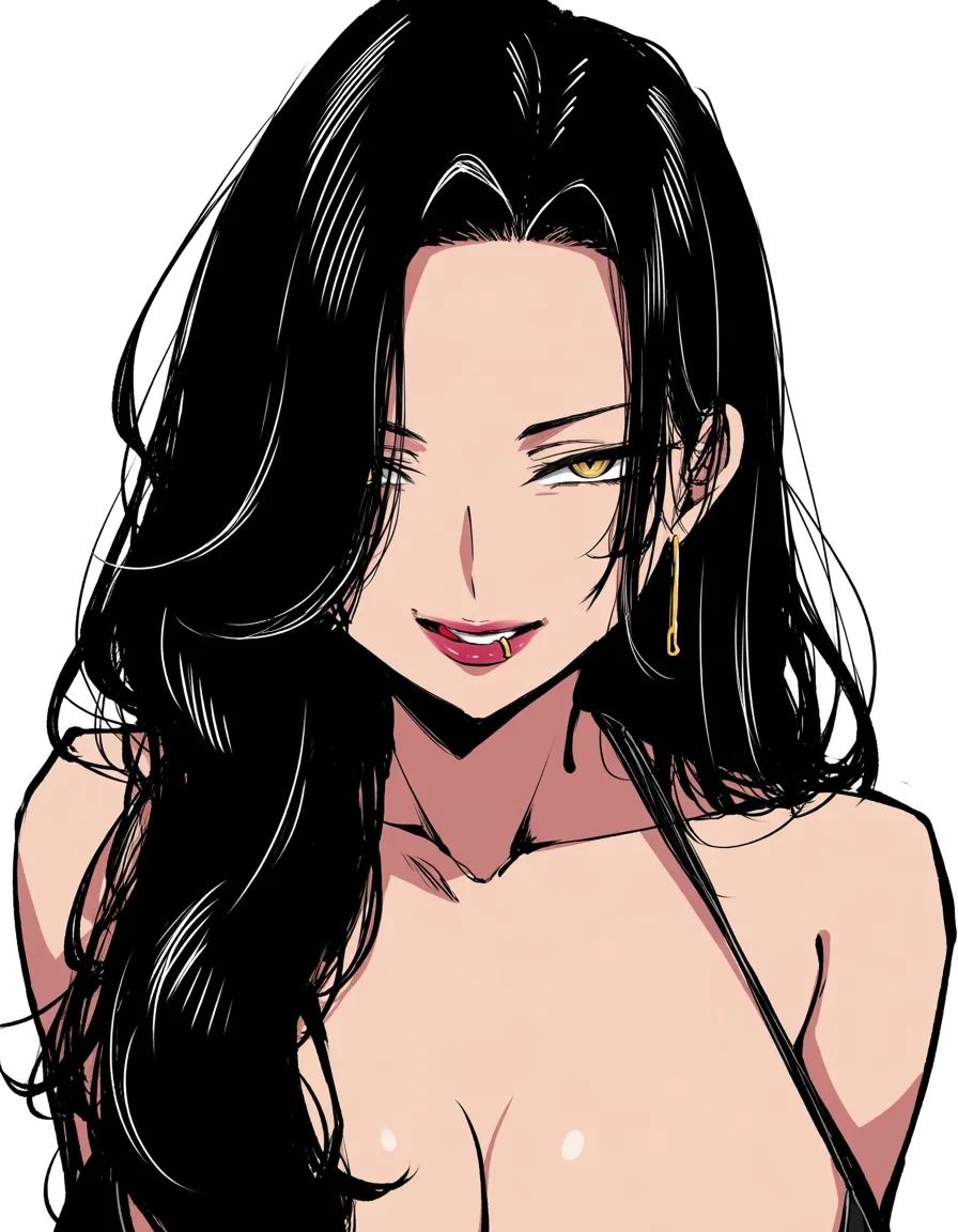 best quality very aesthetic @hyuuga_hinata , wide_hips tank_top no_panties , nipple ring, comic book art, naughty_face , adult face, above all she looks like a prostitute, hentai_studio_quality
