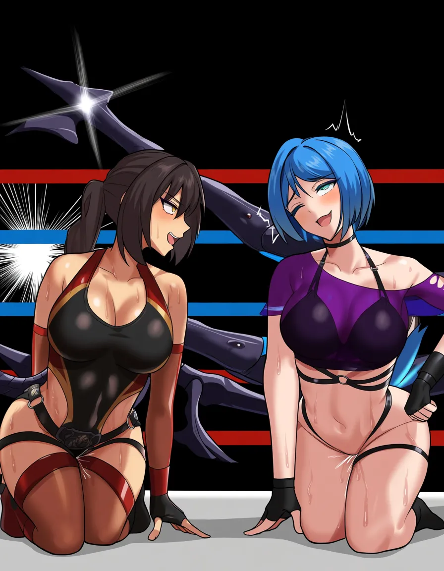 2girls , Best_quality, ultra_detailed, from_side , sarah_kerrigan_(starcraft) , queen_marika_(elden_ring),   yuri sex ,wrestling_ring wrestling defeated, pussy_juice squirting orgasm , sweat  strap-on doggystyle all_fours vaginal, hentai_studio_quality, hentai_studio_quality, hentai_studio_quality