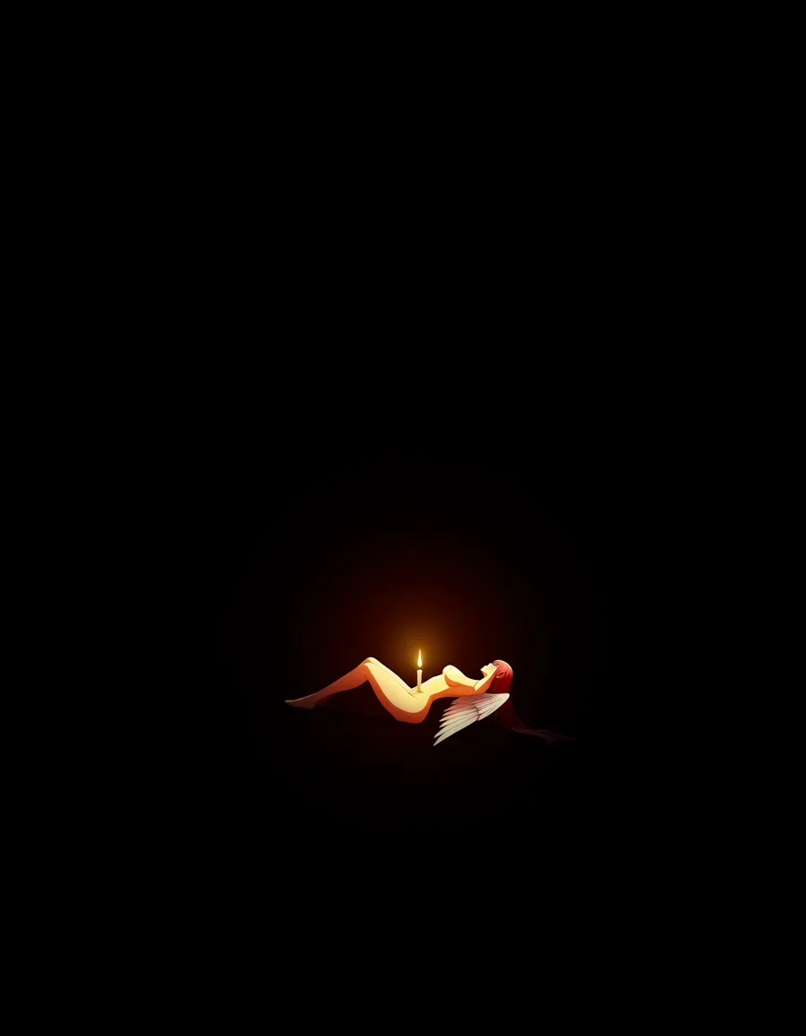 sharp focus, 8k uhd, solo female, wings, missionary, candlelight, RAW photo, hentai_studio_quality