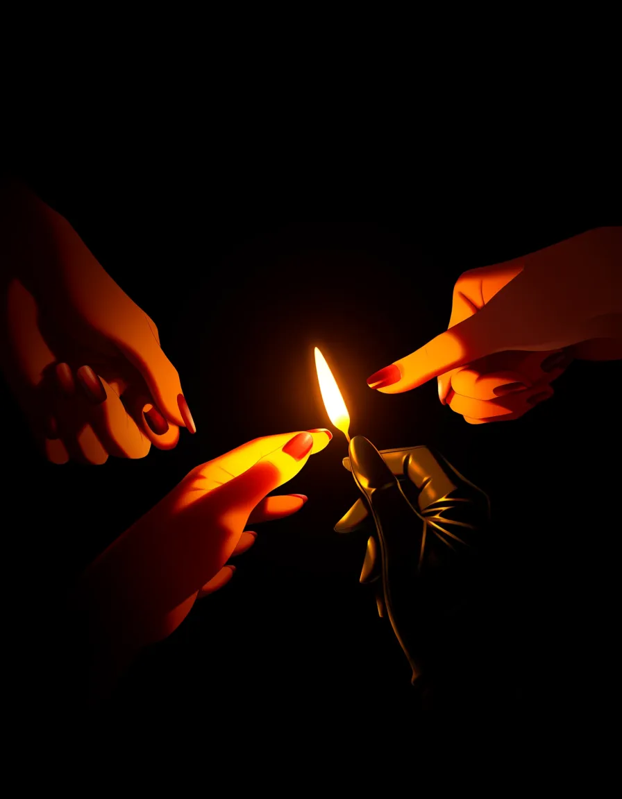 8k, sharp focus, detailed skin, 5girls, nail polish, black gloves, on all fours, medium shot, candlelight, natural skin texture, hentai_studio_quality