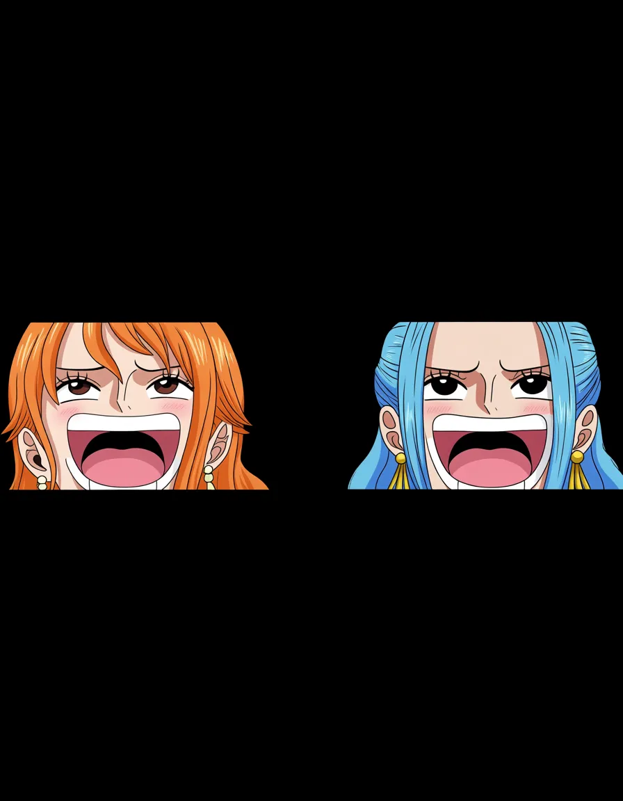 Frontview,Nefertari Vivi and Nami from one piece,doggystyle,Side by Side,2girls,2guys,ahegao, doujin style, hentai_studio_quality
