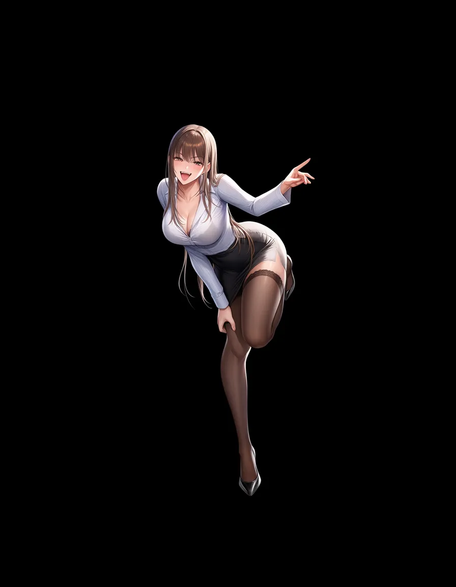 sharp focus, 8k uhd, office lady, futanari, thighhighs, outdoors, playful expression, photorealistic, hentai_studio_quality