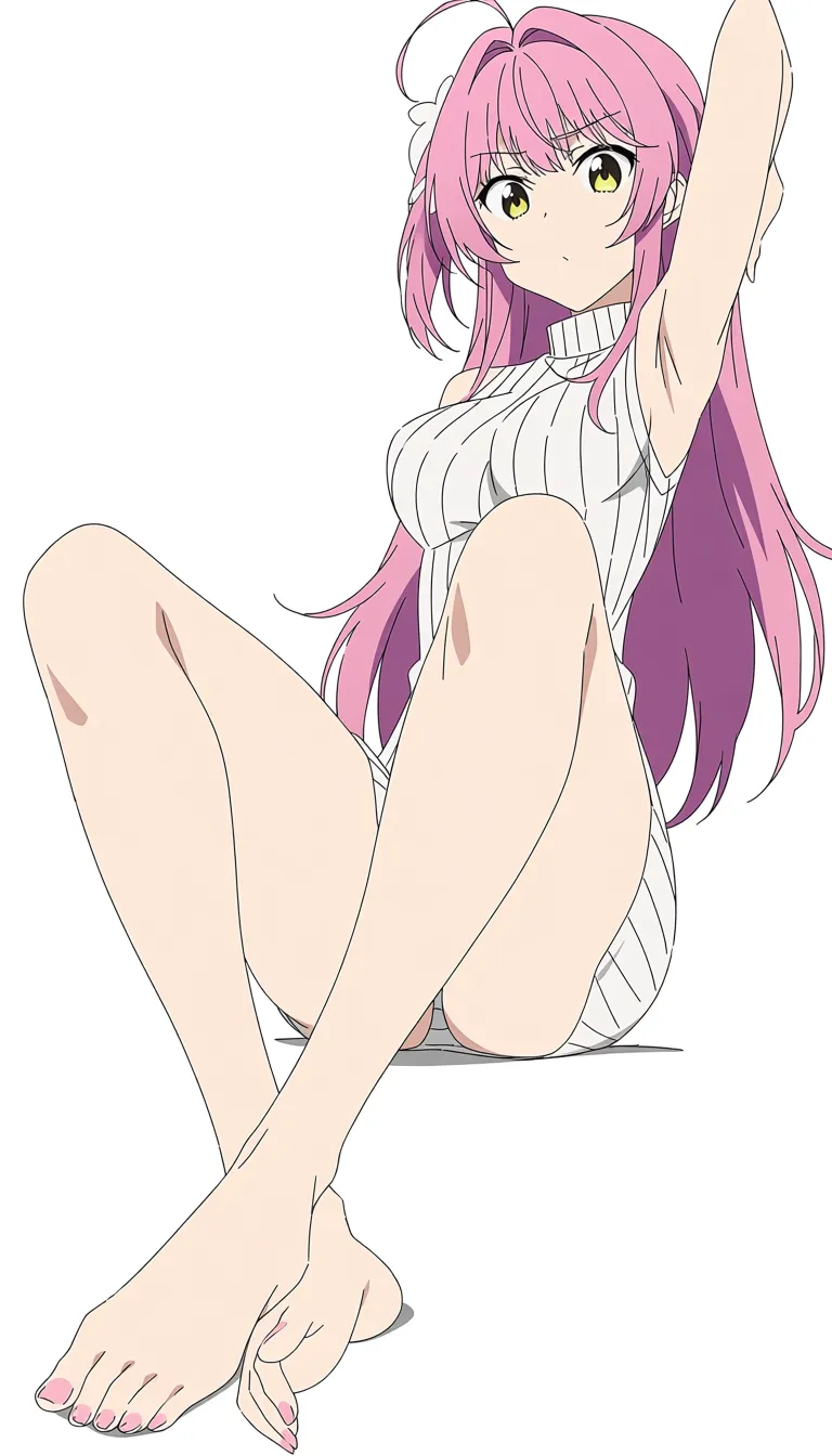 armpits sitting feet pink_hair narrow_waist