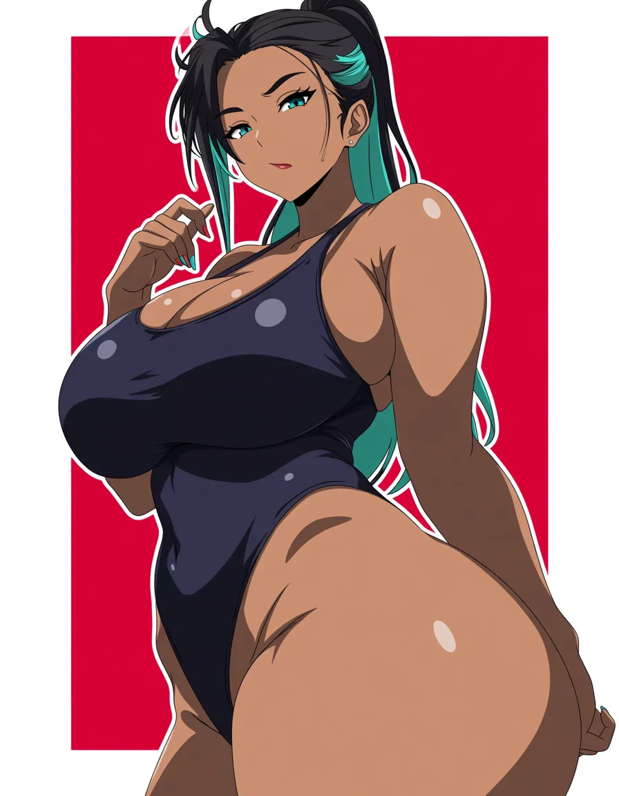 masterpiece, best quality, explicit anime render @chun-li one-piece_swimsuit erotic pose, hentai_studio_quality