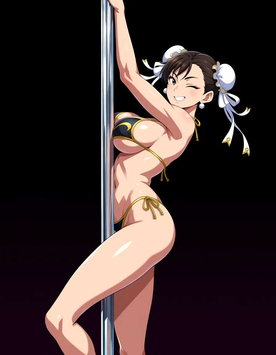 masterpiece, best quality, chun_li , bikini , stripper , dancing , happy , pole, club , hentai_studio_quality,, hentai_studio_quality