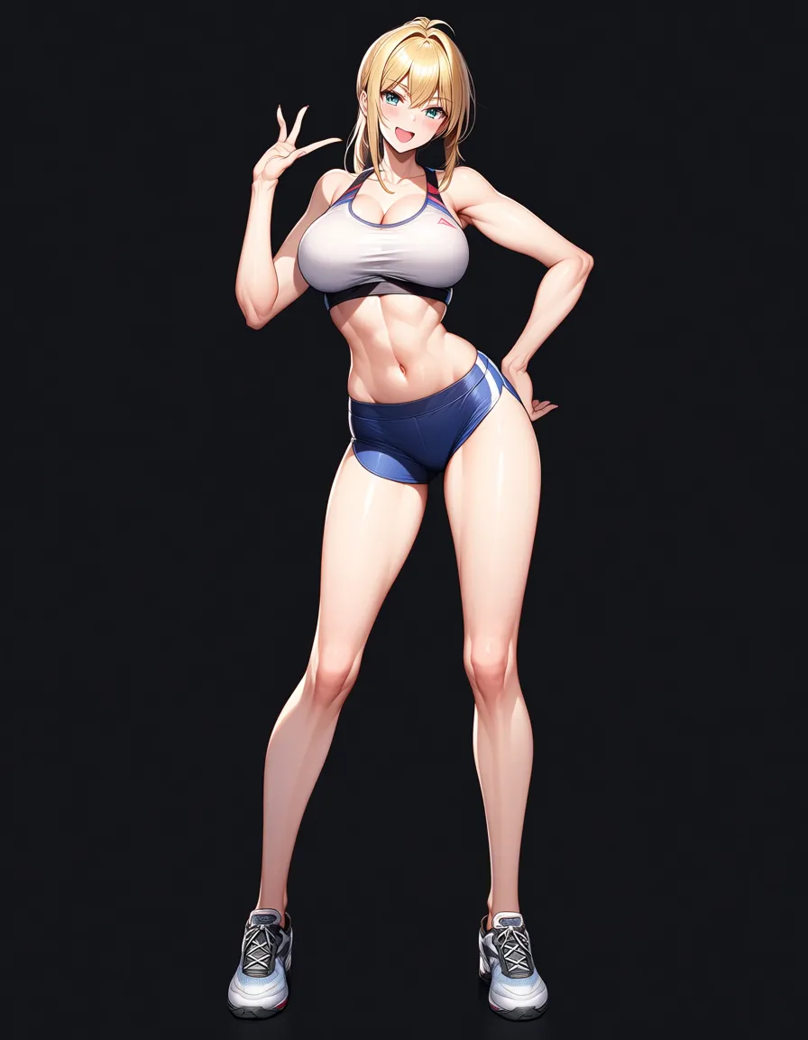 8k, sharp focus, detailed skin, full body, fitness model, bondage, hand on own hip, playful expression, dslr quality, hentai_studio_quality