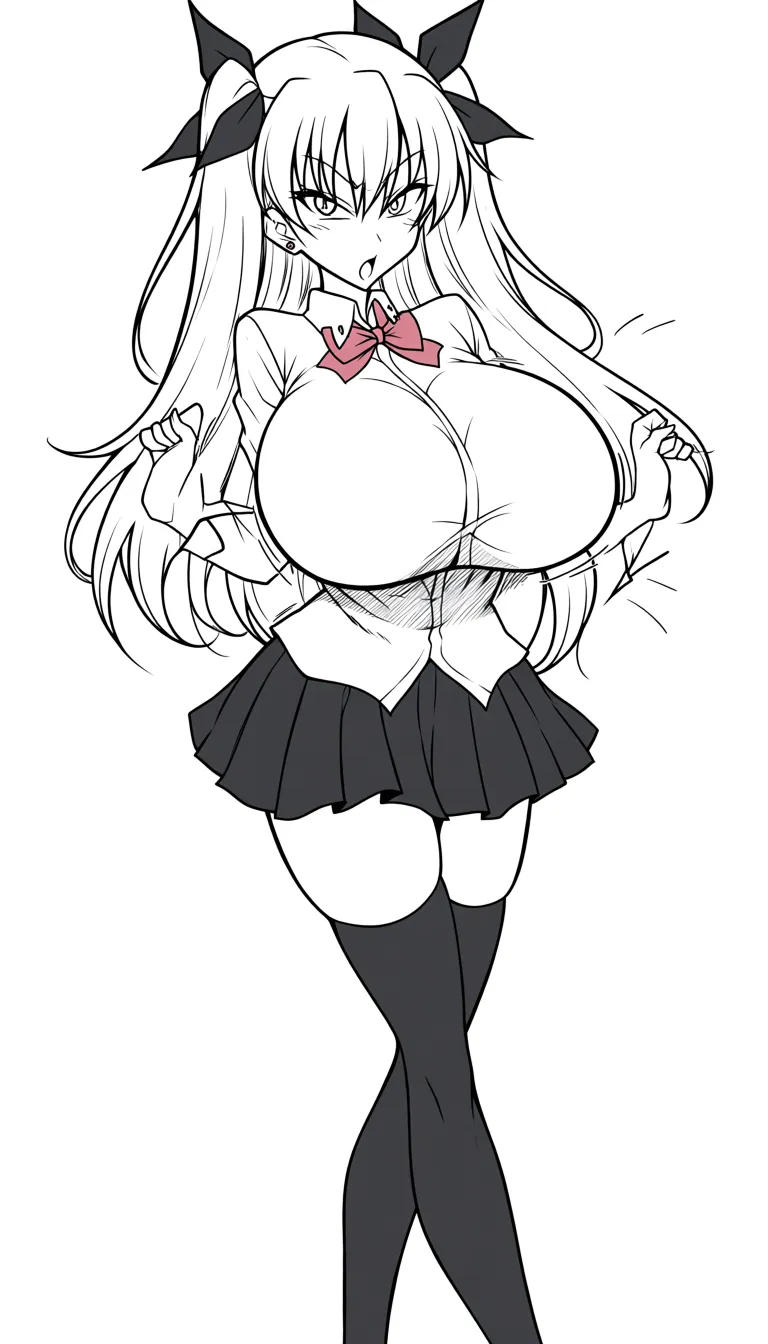 futanari huge_penis large_penis tohsaka_rin #nude #skirt #toeless_legwear #curvy #full_body #thighhighs #large_breasts breasts_squeezed_together #huge_breasts extremely_huge_saggy_breasts #standing #looking_at_viewer #sweat