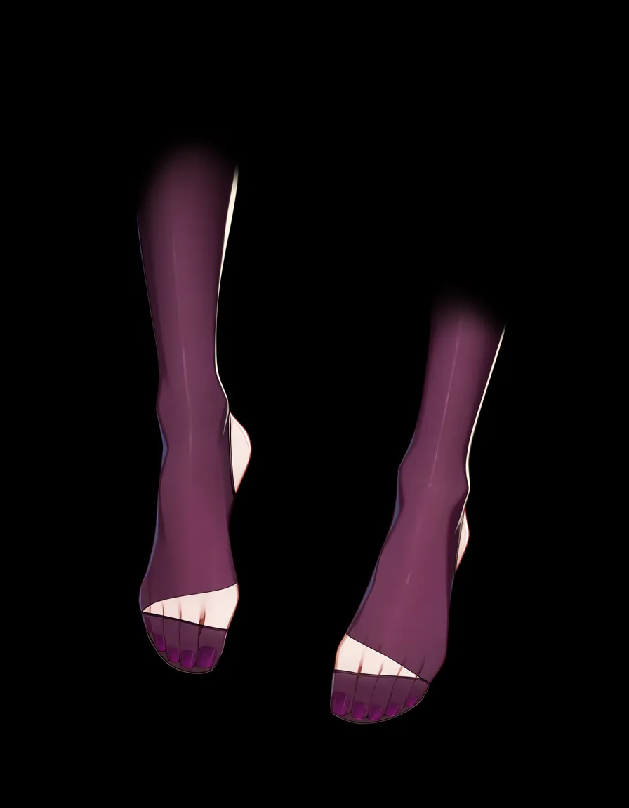 highly detailed, sharp, Kafka (honkai star rail) stirrups stockings, purple toenails,, hentai_studio_quality