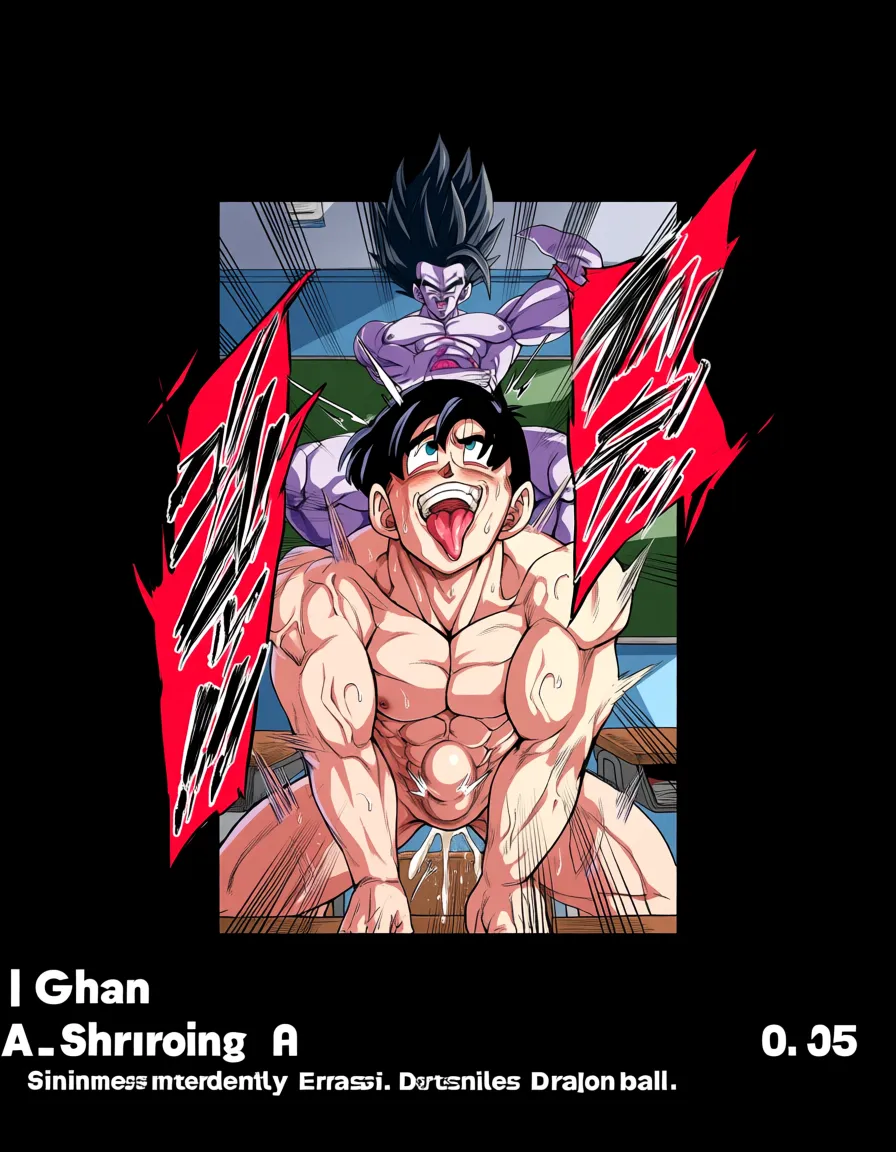 Son Gohan, evil_smile, @Erasa (Dragon ball), nude, ahegao, sex_from_behind, stomach bulge, classroom, hentai_studio_quality