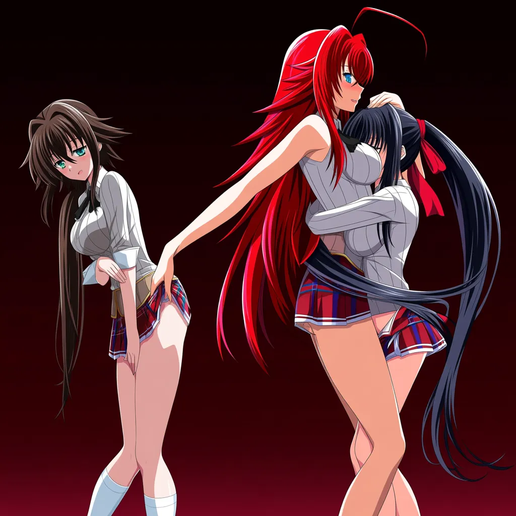 2girls,2men,Side by Side,anal Penetration missionary,Rias gremory from dxd,Akeno himejima from dxd:1,2,clothes on,, hentai_studio_quality