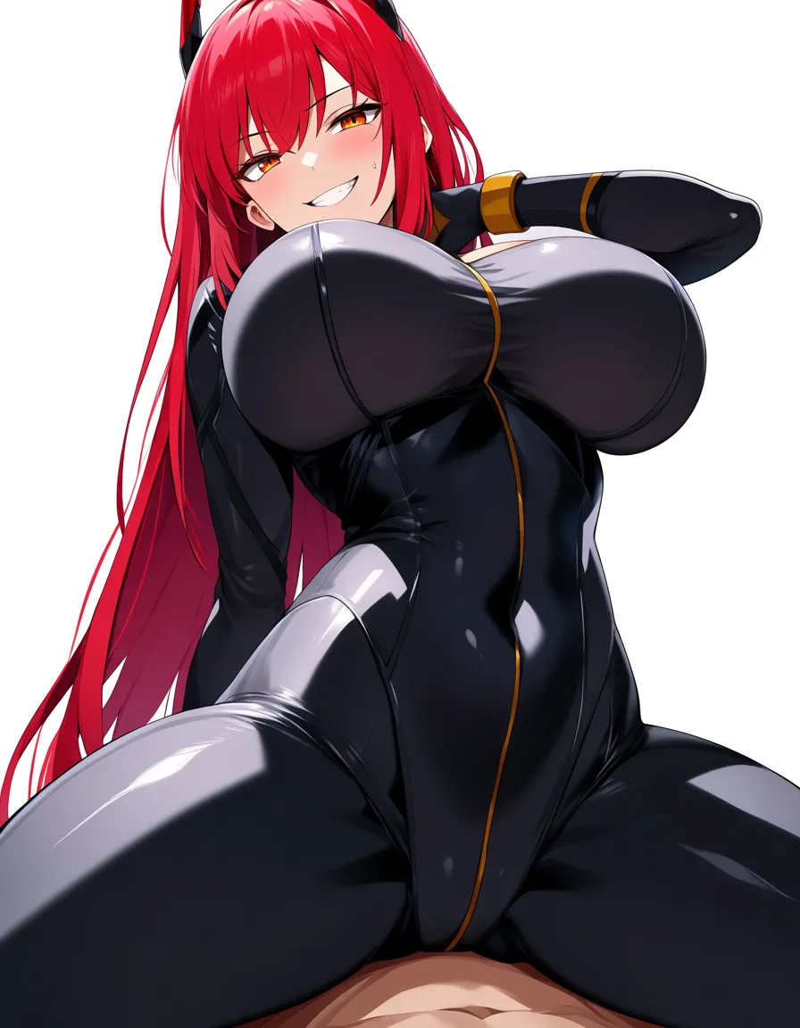 1 girl_on_top, cowgirl_position, BIG breasts, arched_back, hentai_studio_quality