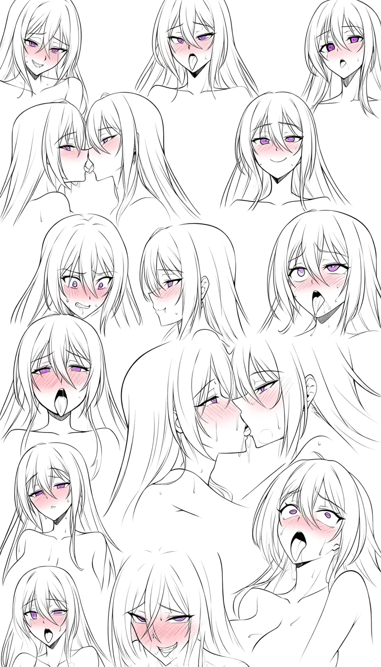 multiple_girls, nude, ahegao, blush, nose_blush, cowgirl_position, nun, uncensored, yuri, all_blonde_hair