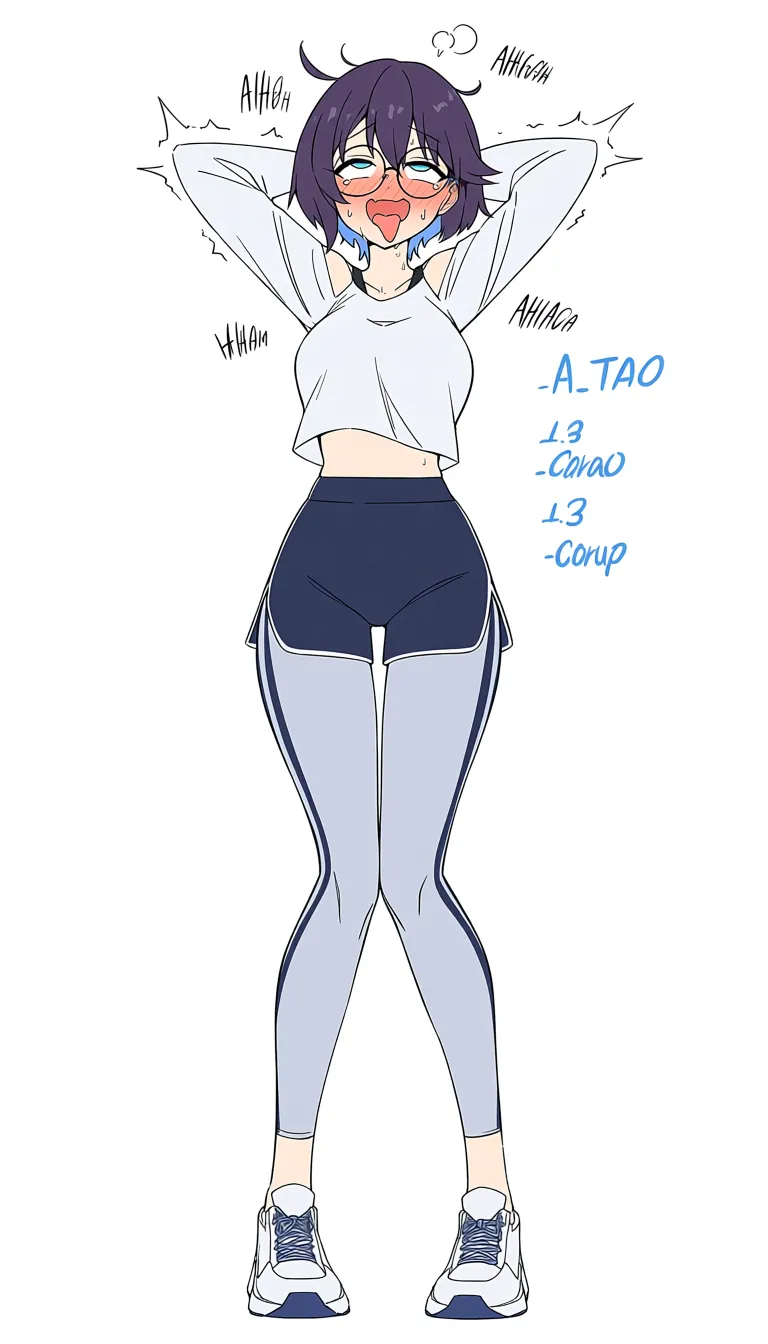 @hu_tao_(genshin_impact) , size_difference , glasses ,ripped_leggings,carry_from_behind, ahegao ,eyes_rolled_up,from_side , full_body