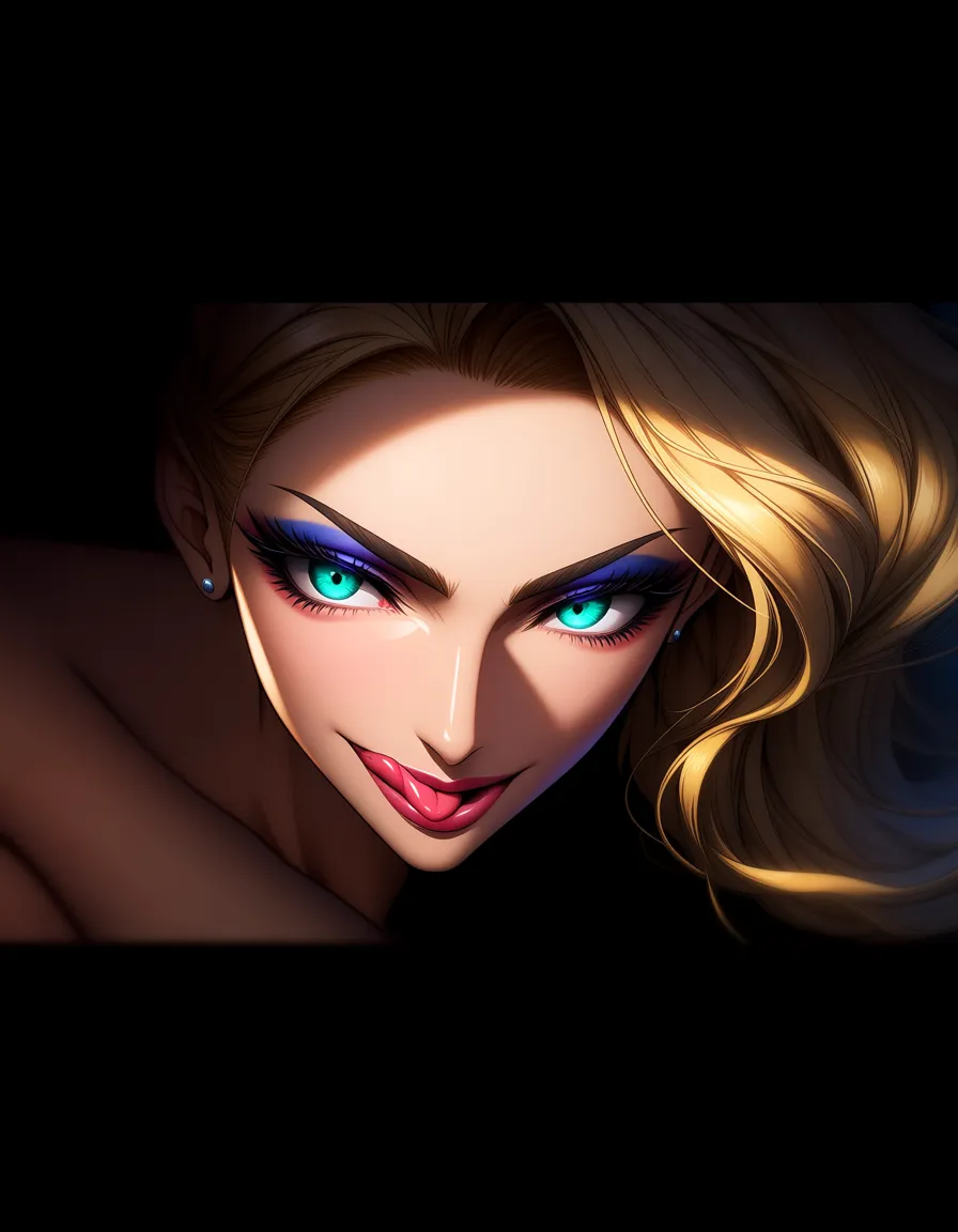 8k, masterpiece, best quality, absurdres, ultra detailed, Expressiveh, mature female, perfect face, symmetrical face, highly detailed eyes, detailed iris, perfect hands, perfect anatomy, cinematic lighting, sharp focus, ultra high res, dynamic angle, masterwork, detailed, depth of field, high detail, very aesthetic, dynamic pose, dynamic angle, adult, aged up, blue eyes, long eyelashes, eyeline, full lips, 

focus tongue tongue_out 
green_eyes blonde_hair black-framed_eyewear middle_part, hentai_studio_quality