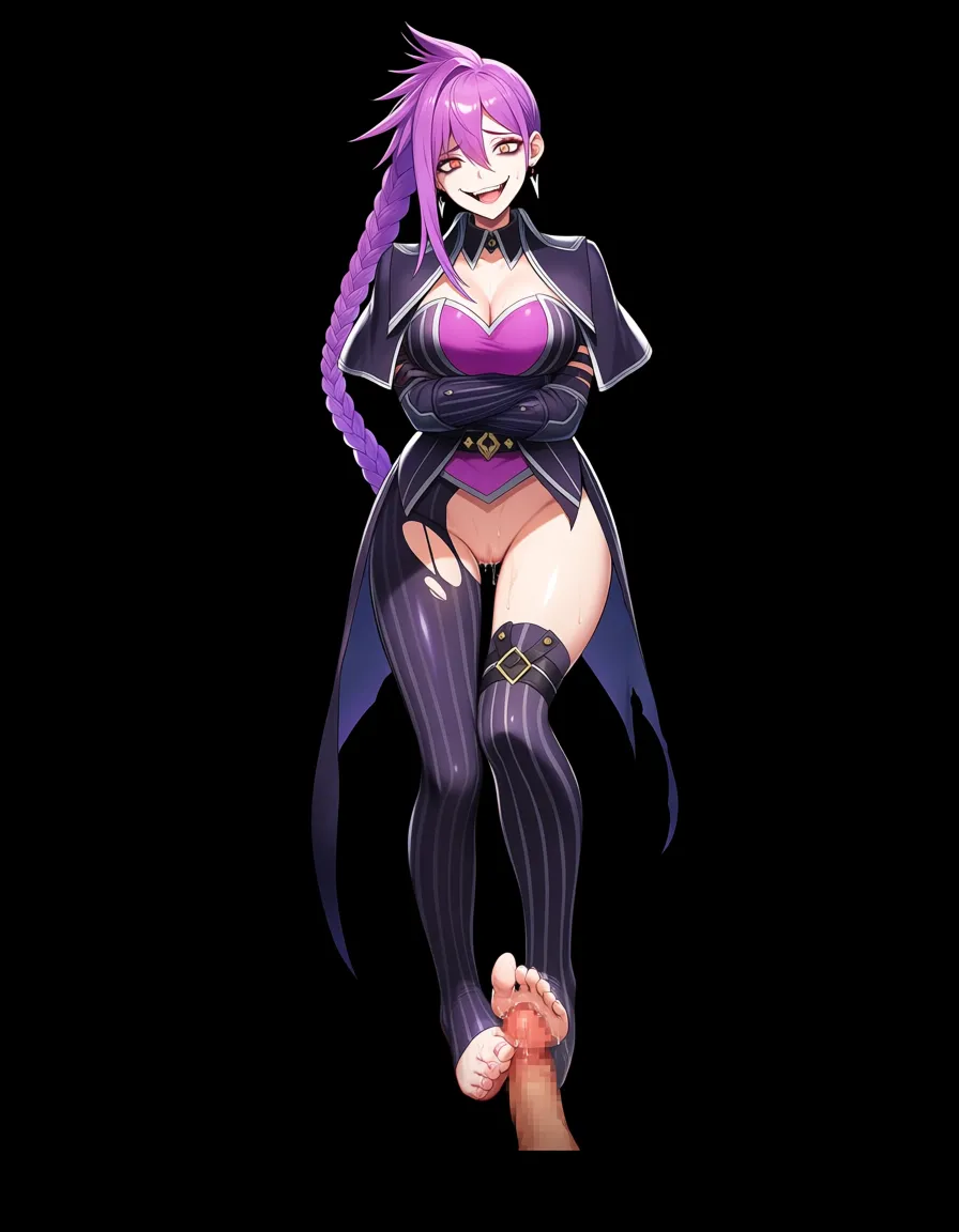 best quality, polished, Jinx Leage of Legends, torn_clothes, wet pussy, insane expression, feet, footjob, sweat neon collored grafiti, dinner tabledetailed shading, hentai_studio_quality, hentai_studio_quality