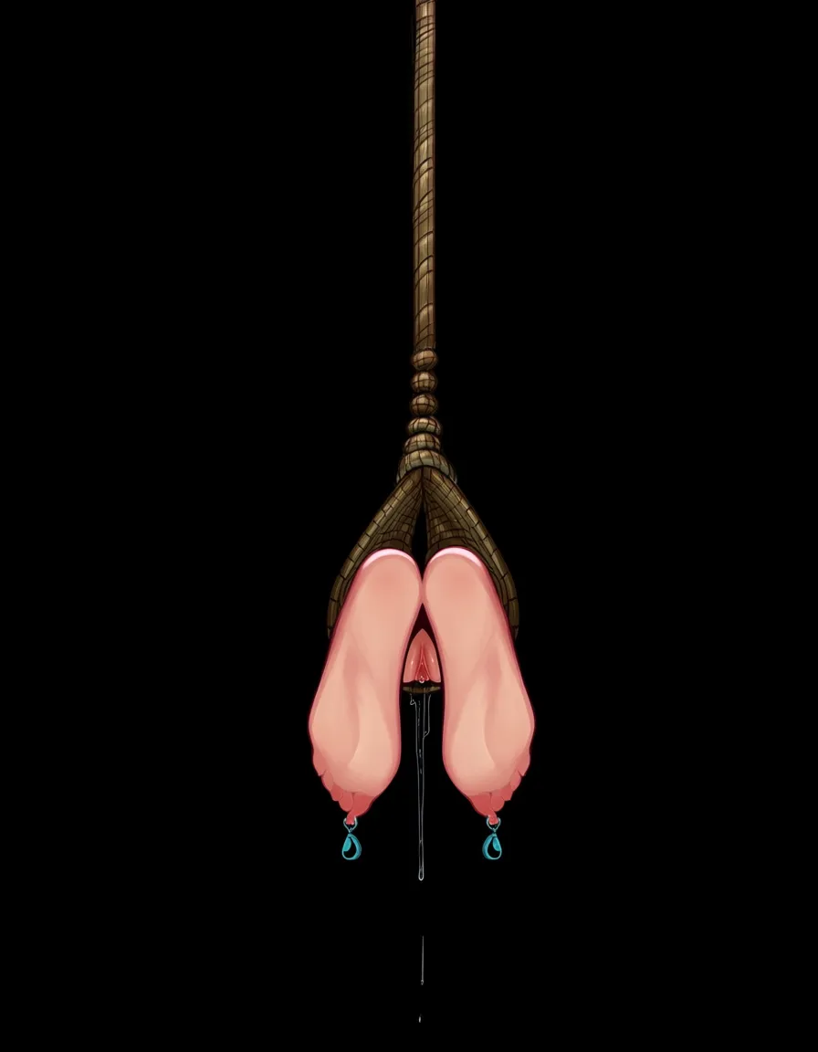 masterpiece, best quality, @midna, foot_focus, hanging on a rope, pussy_juice puddle, breasts_out, analplug, salvia, tounge out, dungeon, nipple_piercing,  pussy, pussy drip, dungeon,, hentai_studio_quality, hentai_studio_quality, hentai_studio_quality, hentai_studio_quality