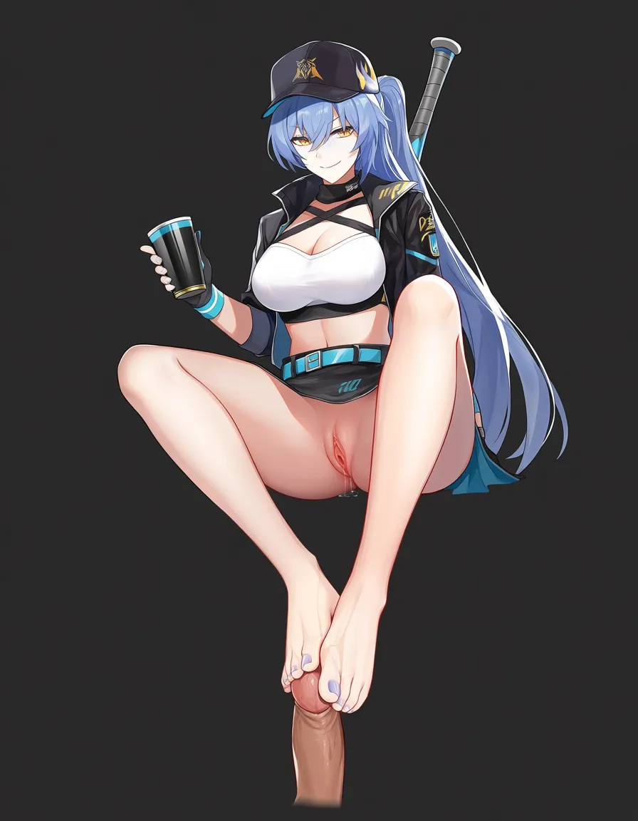 ultra detailed, @stelle_(honkai:_star_rail), feet, baseball bat, toenail_polish, pussy, pussy_juice, pussy dripping, footjob, evil_smile, cleavage, eroge aesthetic, astral express, train,, hentai_studio_quality, hentai_studio_quality, hentai_studio_quality