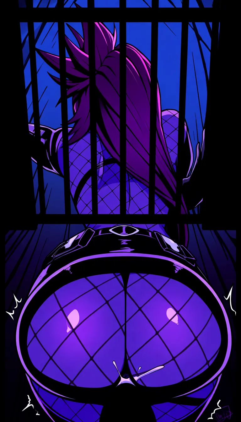 @raven_(dc) purple skin pussy_juice moaning loudly grabbing_another's_breast fishnet suit latex miniskirt utility belt fucked doggystyle anal by Batman against jail cell spreading pussy deep slow penetration ejaculating in ass from_behind breast conscious view high definition hentai facing_viewer sex_from_behind purple hair