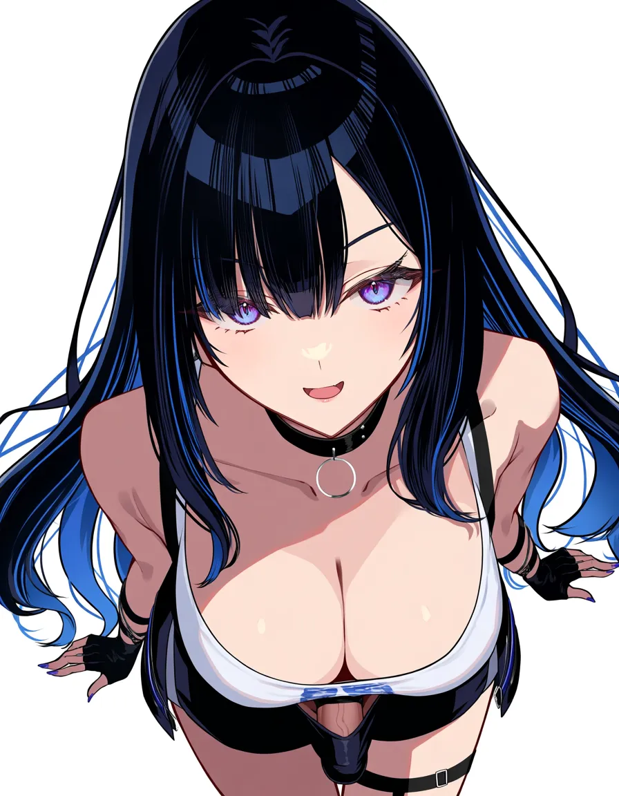 absurdres, highres, solo female, choker, futanari, from above, anime style, @hyuuga_hinata, hentai_studio_quality
