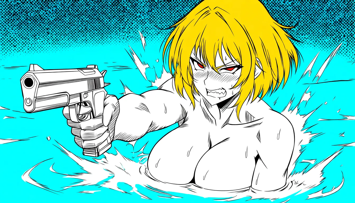 Mature cowgirl big breasts western nude Mexican blonde hair completely nude bathing in river holding gun angry drunk