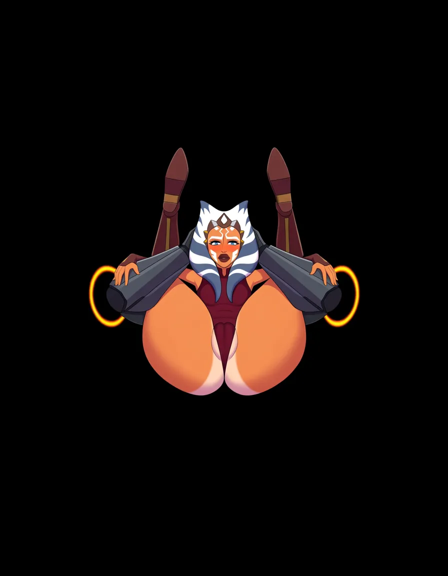 masterpiece, fine detail, best quality, very aesthetic , ahsoka tano from Star Wars, petite, tanlines, choking, portal, groping, robot, giant penis, public_indecency, humiliation, size_difference, full nelson, hentai_studio_quality