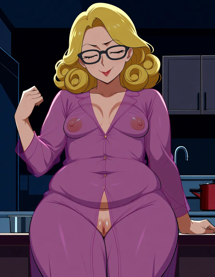 best quality, hentai, 35 year old, mature_female blonde, mediumlong curly hair, glasses, small_breasts, smile broader hips, plump, broad labia, sexy transparent pyjama, playing with her small breasts kitchen at night scenery kitchen at night, seductive_smile, spread_legs on_back hentai_studio_quality, hentai_studio_quality breasts_out moaning, cumming orgasm closed_eyes ecstasy hentai_studio_quality, hentai_studio_quality,, hentai_studio_quality, hentai_studio_quality, hentai_studio_quality, hentai_studio_quality