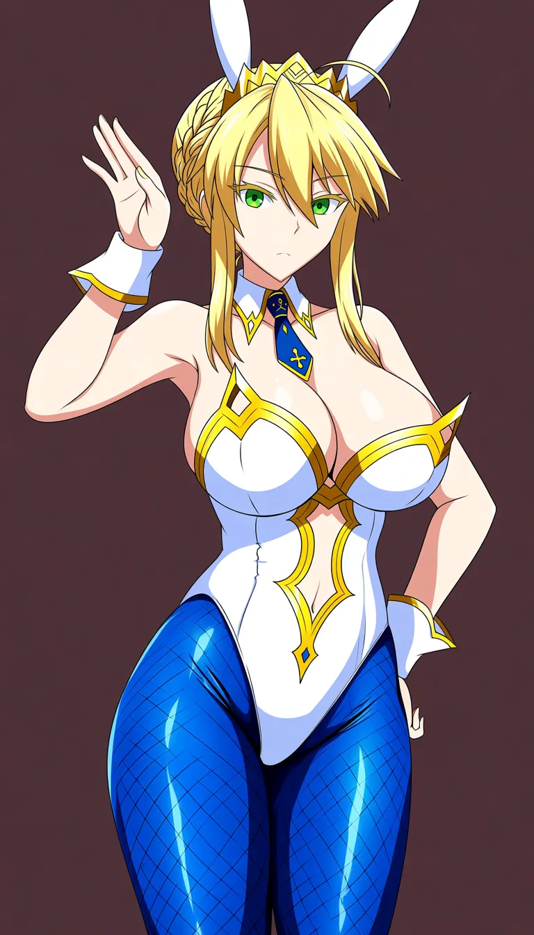 1girl, artoria pendragon (ruler), artoria pendragon, masterfully crafted,
(long blonde hair:1.3), braided ponytail, hair bun, ahoge, green eyes, blunt bangs,
white bunny ears, white and blue bunny suit, strapless bunny suit, thighhighs,
white collar, black tie, white cuffs,(massive breasts:1.2),(sagging breasts:1.2),(soft breasts:1.4),casino,
rabbit gesture.(((pulling down bra))), surprise., hentai_studio_quality, hentai_studio_quality, hentai_studio_quality