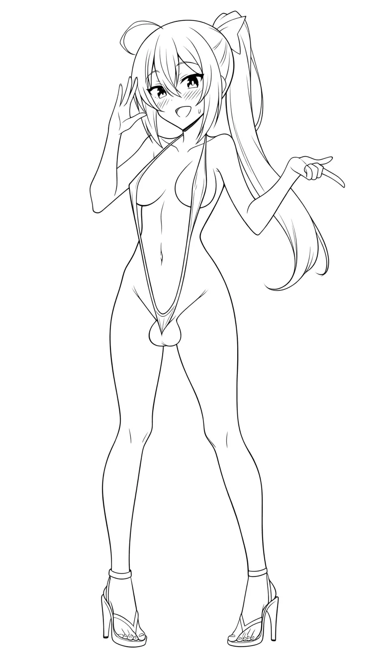ultra HD, lifelike,1 futa,dickgirl,slingshot swimsuit,huge penis,artificial vagina, futa masturbation,cum,detailed depiction