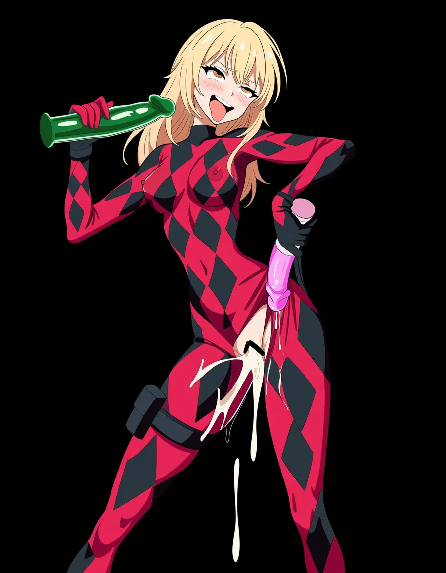 my wife fucks a bbc dildo while holding my caged dick ( she calls me a cuck in a speech pubble) she wears a catsuit with queen of spade pattern and cums hard, hentai_studio_quality