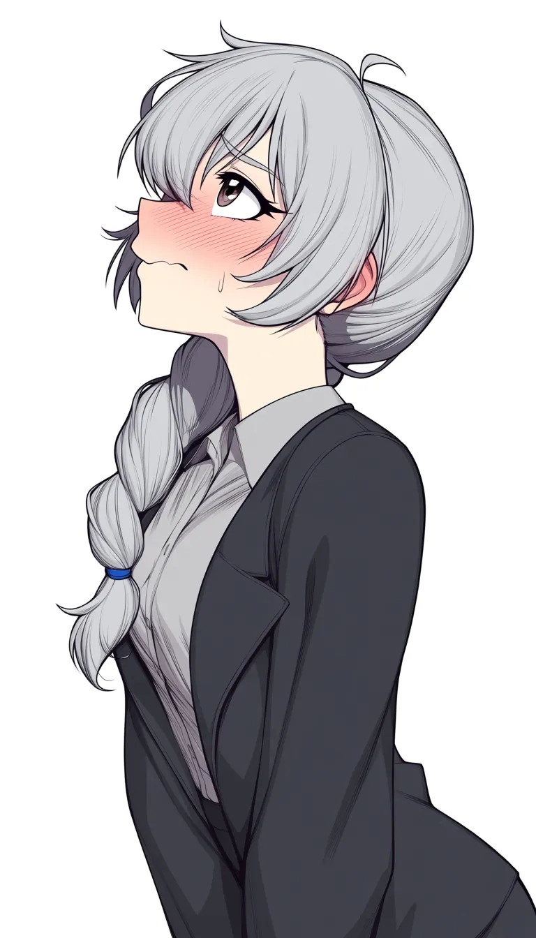 teletha testarossa, fullmetal panic, train, casual clothes, ((deepthroat)), gigantic oversized penis, blush, shy, looking up, side view, mouth focus.