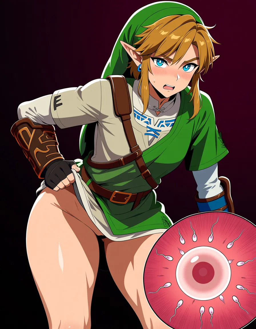 absurdres, highres, Princess Zelda, Link, bottomwear down, impregnation,  detailed shading, hentai_studio_quality