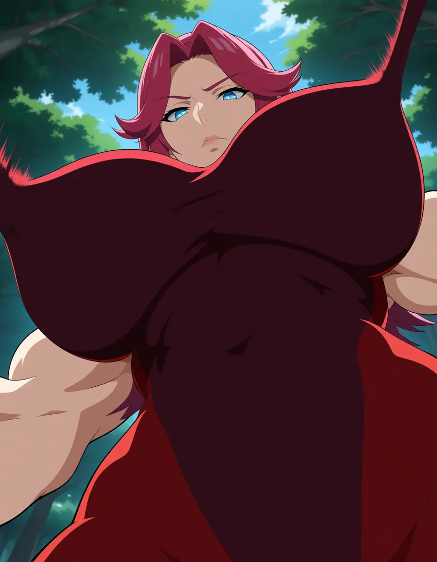 Cremia, ultra HD, from below, fitness model, blowjob, outdoors, dominant stare, natural skin texture, hentai_studio_quality