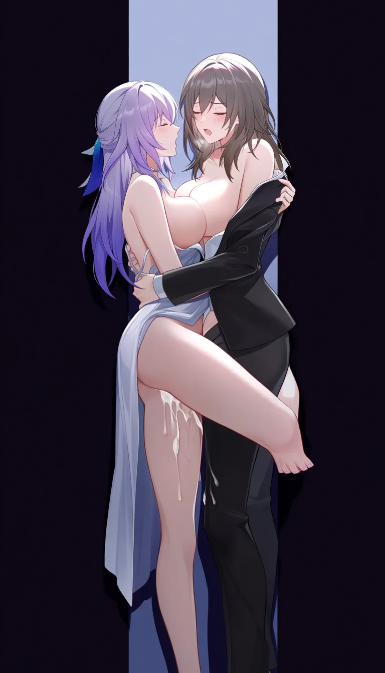 best quality, hyperrealistic, smooth , 2 girls yuri sex , @stelle_(honkai:_star_rail) , black suit , futa_with_female , @jingliu_(honkai:_star_rail) , long dress, undressing , breast_sucking, cum, carrying against_wall , spread_legs , hug full_body, moaning , best quality , hentai_studio_quality, hentai_studio_quality, hentai_studio_quality, hentai_studio_quality, hentai_studio_quality, hentai_studio_quality
