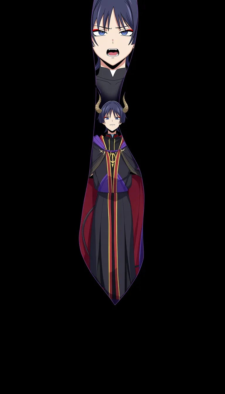 Masterpiece, 18+, both Scaramouche and Lumine fully visible together, no solo, Scaramouche is male, Lumine deepthroating Scaramouche, both faces clear with lewd expressions, Scaramouche as priest in clerical robes, Lumine as succubus with horns, wings and tail, hentai_studio_quality, hentai_studio_quality