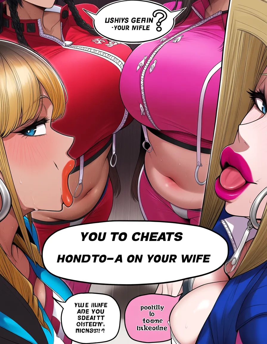 masterpiece, fine detail, 4girls plump with huge_breasts wide_hips midriff huge_ass thick_lips lipstick jiggling their cakey pawg booties and unleasing their feminine body odor while asking_you_to_cheat_on_your_wife. seductive_smile, hooker_clothes, hentai_studio_quality