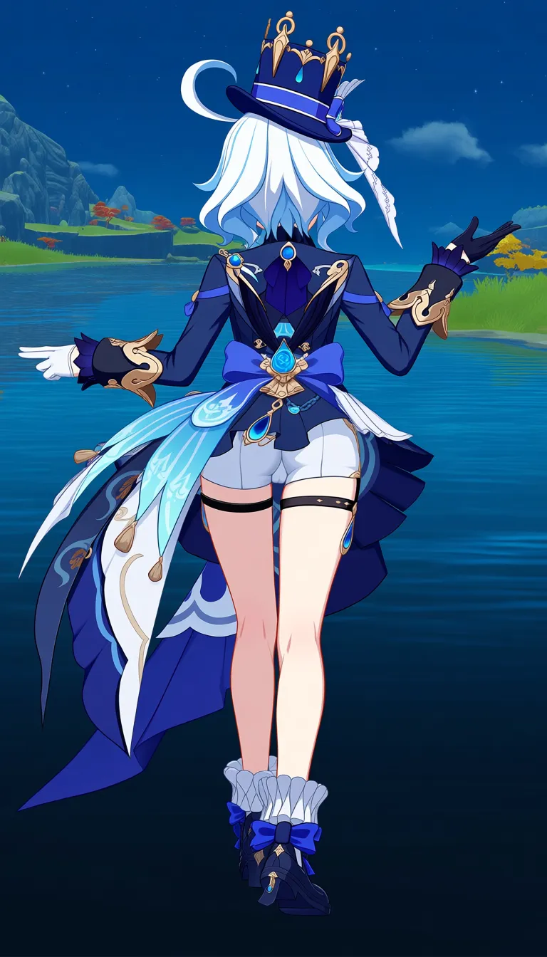 Masterpiece, Genshin impact stylem Furina, from from behind , shorts, cameltoe, lake, outfit, smile,.,,, value:0.1 for: hentai_studio_quality.,,,,,,,,, hentai_studio_quality, hentai_studio_quality, hentai_studio_quality, hentai_studio_quality, hentai_studio_quality, hentai_studio_quality, hentai_studio_quality, hentai_studio_quality, hentai_studio_quality, hentai_studio_quality, hentai_studio_quality, hentai_studio_quality, hentai_studio_quality
