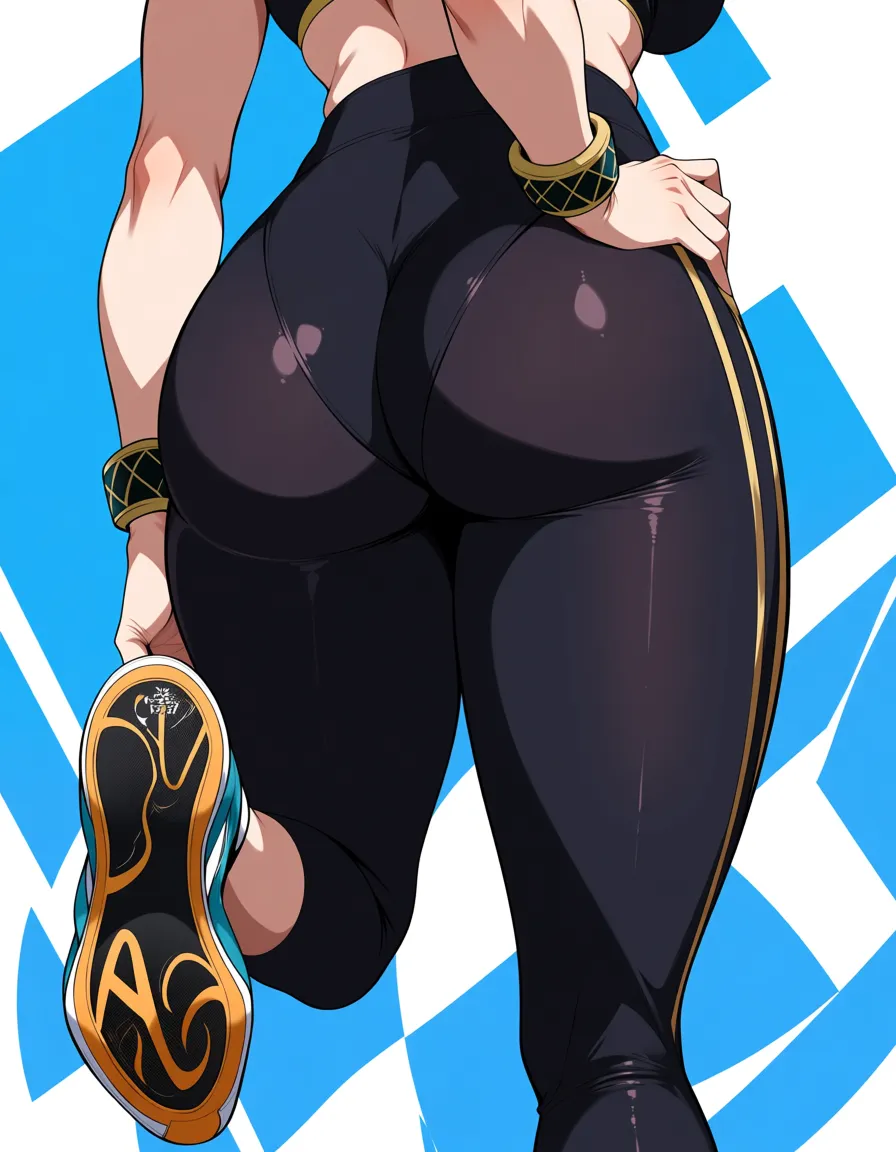 chun li in yoga pants sexy and sexy sneakers, hentai_studio_quality