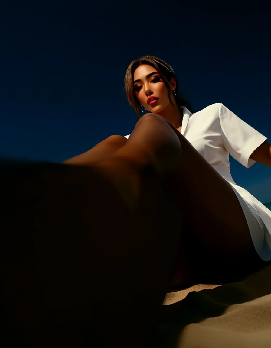 RAW photo, ultra realistic, low angle, nurse, bondage, dark skin, beach, film photography, hentai_studio_quality
