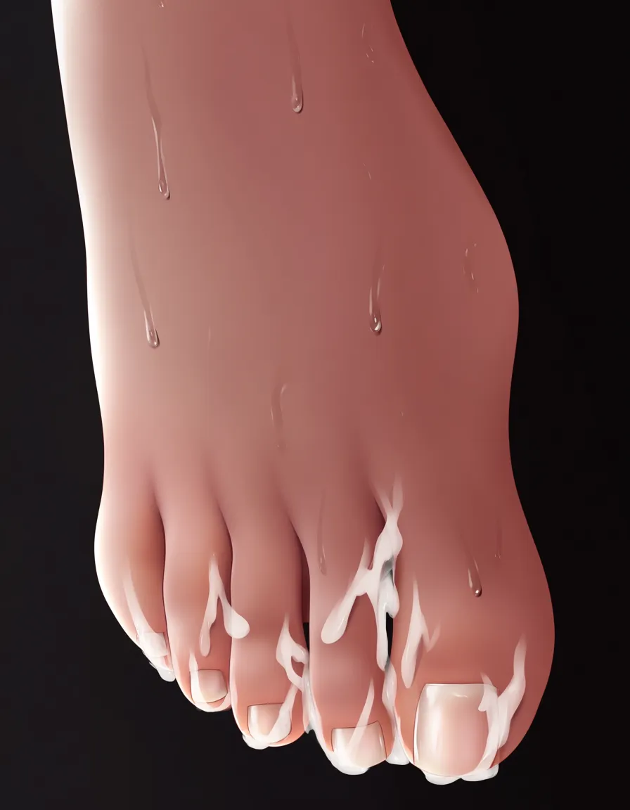 teto showing her feet oiled up and sprasyed up with cum, hentai_studio_quality