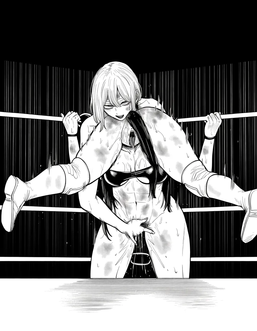 @matsumoto_rangiku , @makima_(chainsaw_man) , 2girls yuri sex , wrestling_ring, wrestling orgasm pussy_juice, defeated, squirting , bruised, sex_from_behind fingering ahegao, hentai_studio_quality, hentai_studio_quality